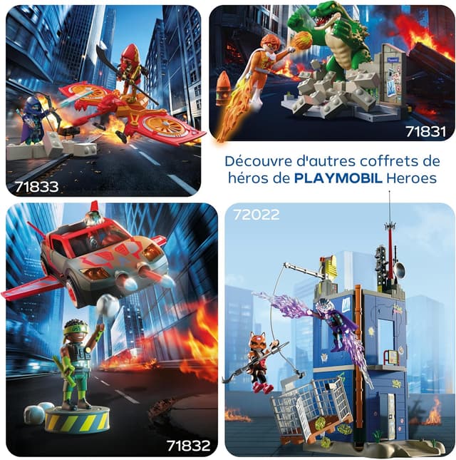 Detalle de PLAYMOBIL Heroes – Duel à la Tour du héros (72022) : kit de jeu d’action avec figurines et accessoires