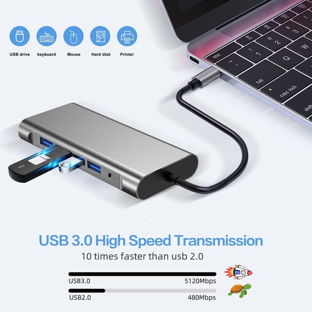 Thumbnail 4 de SZPACMATE USB C HUB 12-in-1 4K