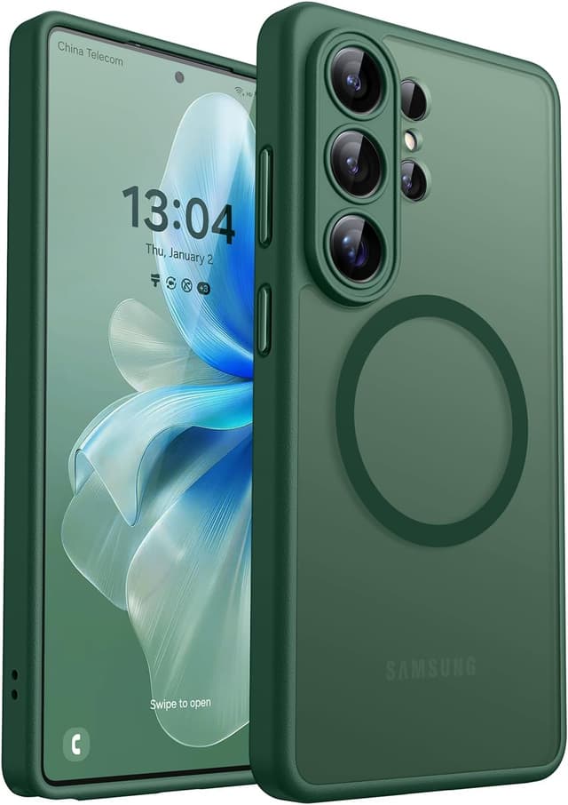 Detalle 2 de CANSHN Hülle für Samsung Galaxy S24 Ultra mit Ständer, MagSafe-kompatibel – transparent