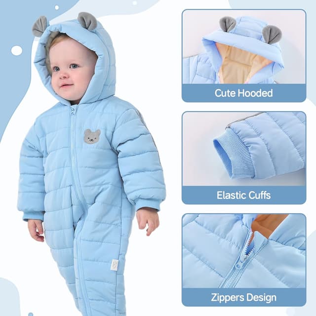 Thumbnail 2 de JiAmy Baby Winter Snowsuit Hooded Romper 3-24