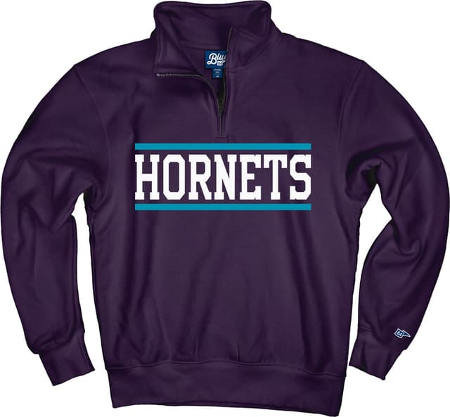Detalle 2 de Blue 84 NBA Officially Licensed Charlotte Hornets Quarter Zip Sweatshirt (Unisex)