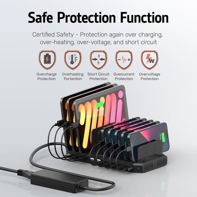 Thumbnail 2 de Alxum 10 Porte Stazione di Ricarica 60W