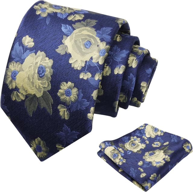 Thumbnail 6 de Alizeal men’s flower pattern tie and pocket square set (classic casual for wedding and parties)