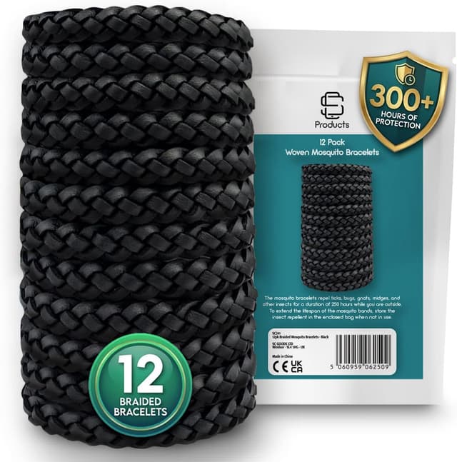 Detalle de SC Products Mosquito Repellent Bracelet 12-Pack (DEET-free) | Citronella, peppermint & eucalyptus insect bands