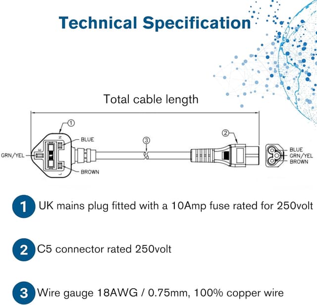 Thumbnail 4 de C2G 80603 câble électrique 3 m BS1363