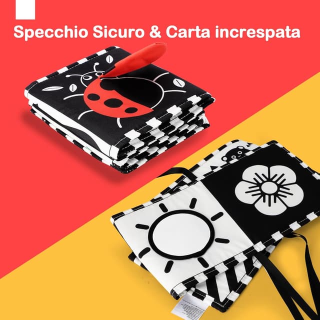 Detalle de URMYWO Libri sensoriali neonato con specchio: libro di stoffa pieghevole e lavabile per tummy time (0-12 mesi)