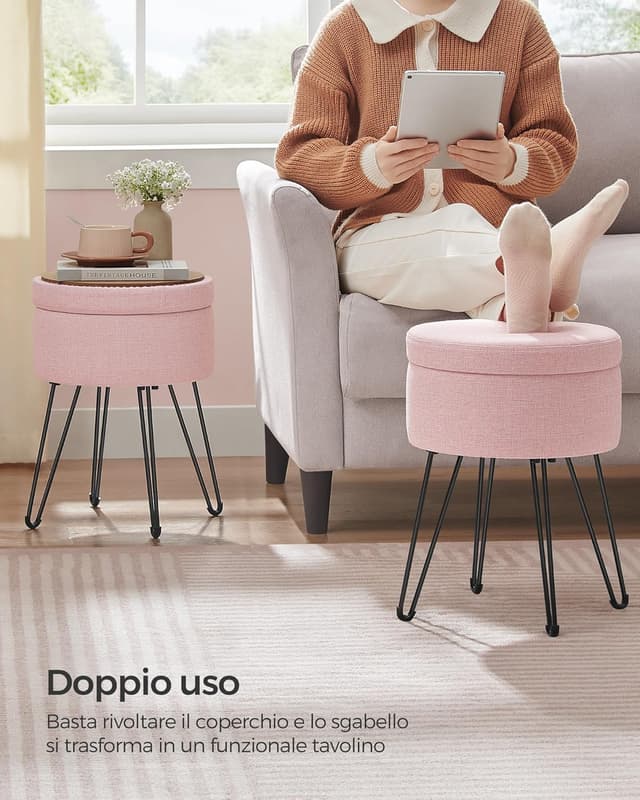 Thumbnail 6 de SONGMICS LOM002R01 pouf contenitore 9,4 L rosa