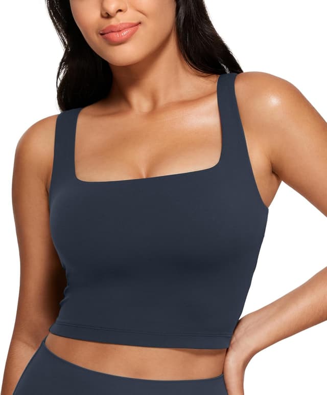 Detalle de CRZ YOGA Damen Butterluxe Sport-BH mit Polstern (ohne Bügel) als Crop Top für Yoga & Workout
