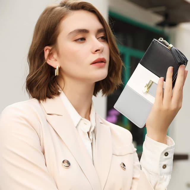 Detalle de Pomelo Best portafoglio da donna in pelle sintetica con cerniera lungo e portamonete