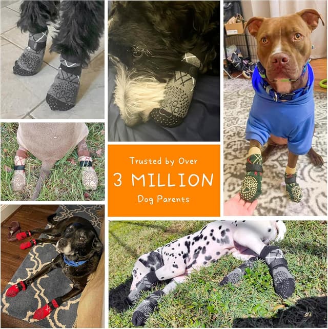 Thumbnail 6 de BEAUTYZOO Hundesocken Anti Rutsch im 6er-Set (doppelseitig, mit Klettverschluss) – für Innenbereich, Pfotenschutz