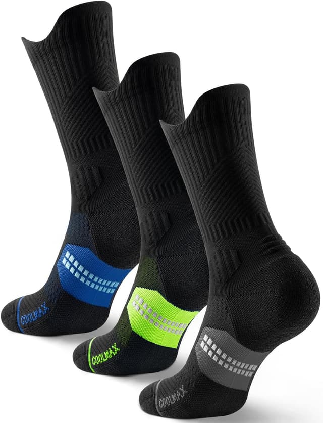 Detalle de Juclise Bambù Coolmax compressione sportiva da uomo: calze per allenamento e trekking anti-vesciche