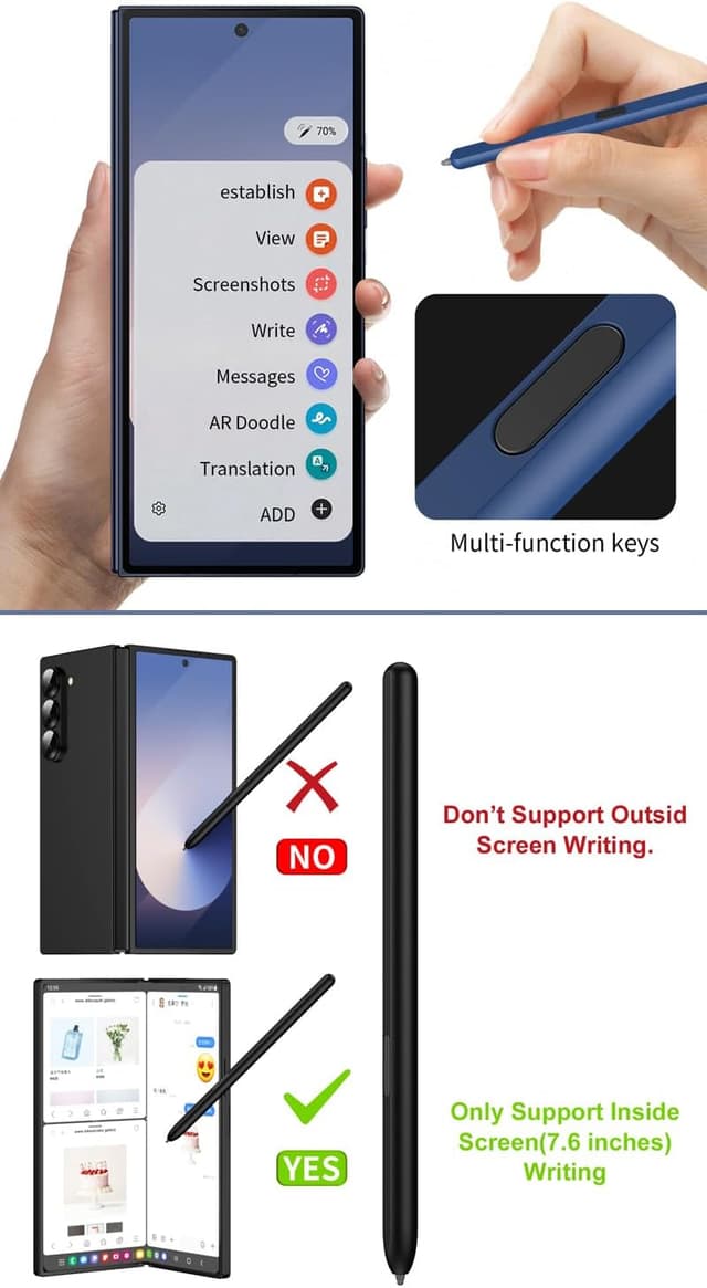 Detalle de Sostituzione S Pen per Galaxy Z Fold 6 (Fold5/Fold4/Fold3) con slot Blu – Stilo Fold Edition