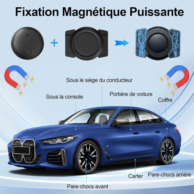 Detalle 2 de GNLLYIL Traceur GPS voiture magnétique sans abonnement, compatible Find My (iOS) et Google Find Hub (Android)