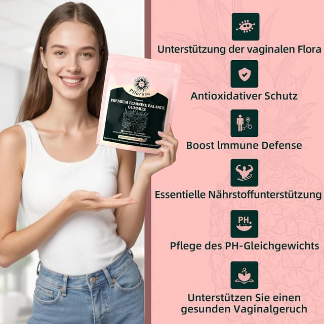 Detalle de Feminine Balance Gummies mit Ananas & Vitamin C – vegan & zuckerfrei, 60 Stück (30 Portionen)