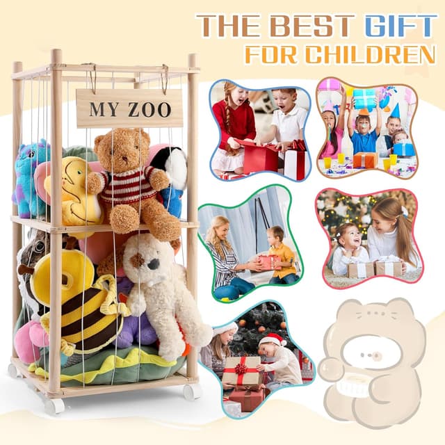 Thumbnail 5 de khlerox Stuffed Animal Storage Zoo with Wheels, Small