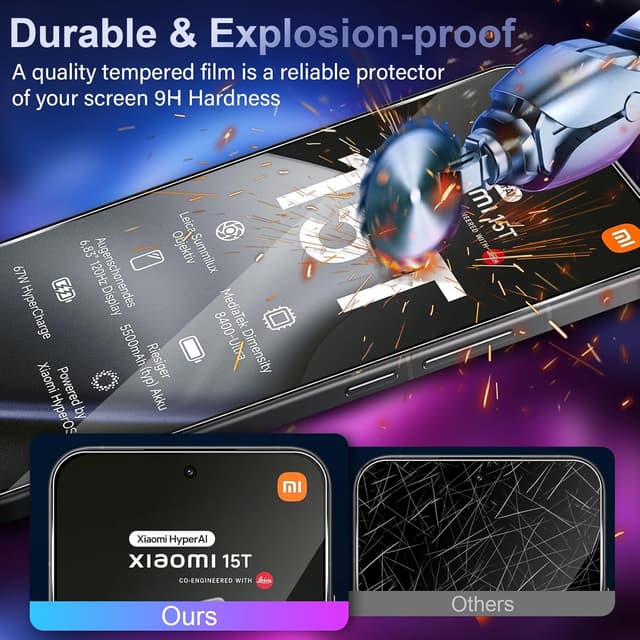 Detalle de TUTUO Displayschutz für Xiaomi 15T 9H