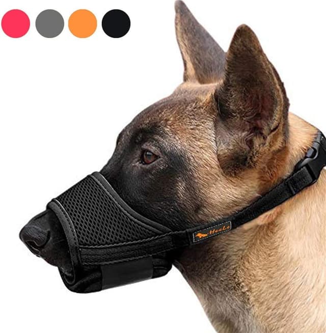 Detalle de HEELE Maulkorb für Hunde (XL, Schwarz) mit verstellbarer Schlaufe, atmungsaktivem Nylon