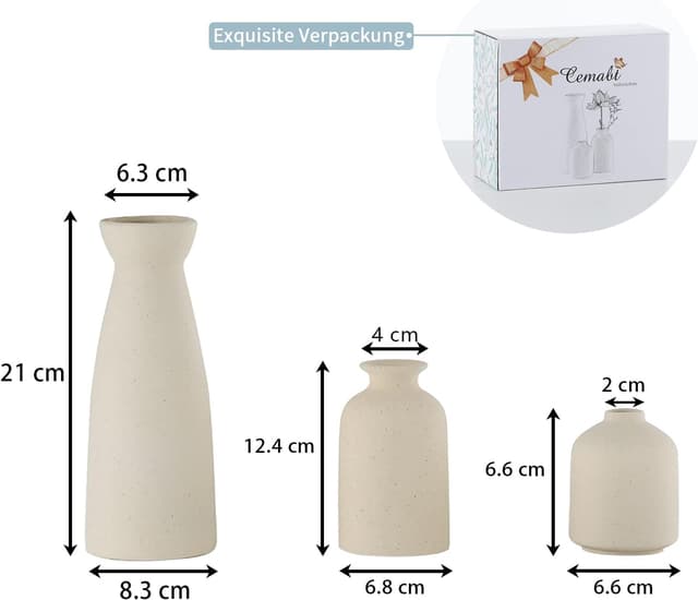 Thumbnail 3 de CEMABT Ceramic Vase Set 3 vases déco 🏺