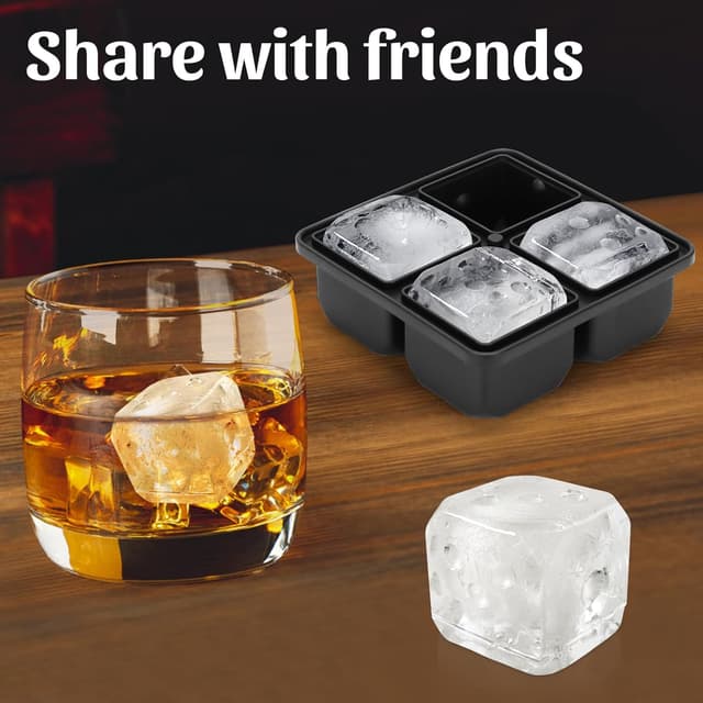 Detalle de Eiswürfelform mit Deckel: D6 3D-Würfel aus BPA-freiem Silikon für Whiskey, Cocktails & Co.