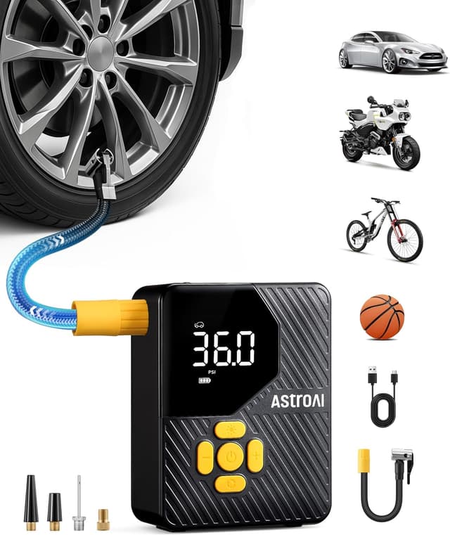 Detalle de AstroAI L7 Mini Portable Tire Inflator 150 PSI