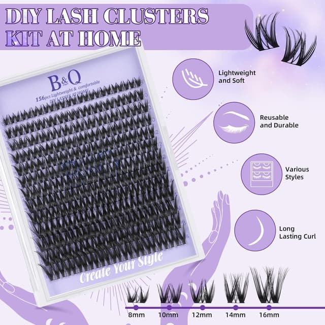 Detalle de B&Q Flora Lash Clusters Kit Flaunt Lash Clusters (D-Curl) DIY Lash Extension Clusters Kit