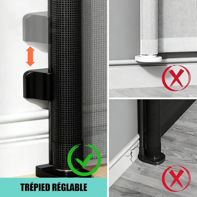 Detalle de Barrière de sécurité rétractable pour enfants (0 à 150 cm) – ouverture à une main et installation facile