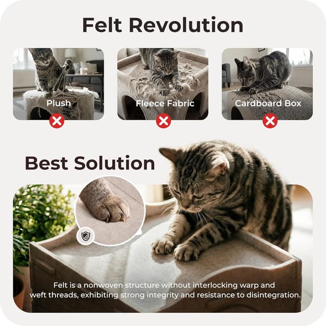 Detalle 2 de ChienBox Katzenhaus Indoor Filz 38×38×33 cm