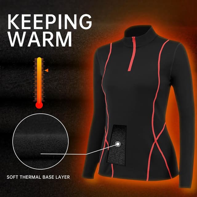 Detalle de TERODACO Women’s Half Zip Thermal Base Layer with Micro Fleece