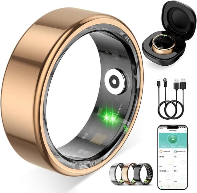 Detalle de ZBNMY Smart Ring for Women & Men (Fitness Tracker Ring) with Heart Rate, Sleep & Blood Oxygen, Rose Gold, Size 8