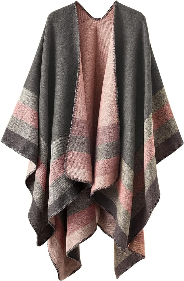 Detalle de Colornival poncho donna elegante con fronte aperto in tessuto morbido tipo pashmina