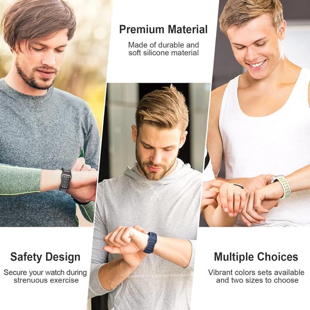 Detalle 2 de DigiHero Sport Silicone Watch Straps for Apple Watch (44/46/42/40/45/41/38/49mm) – Breathable, Hypoallergenic Air Holes