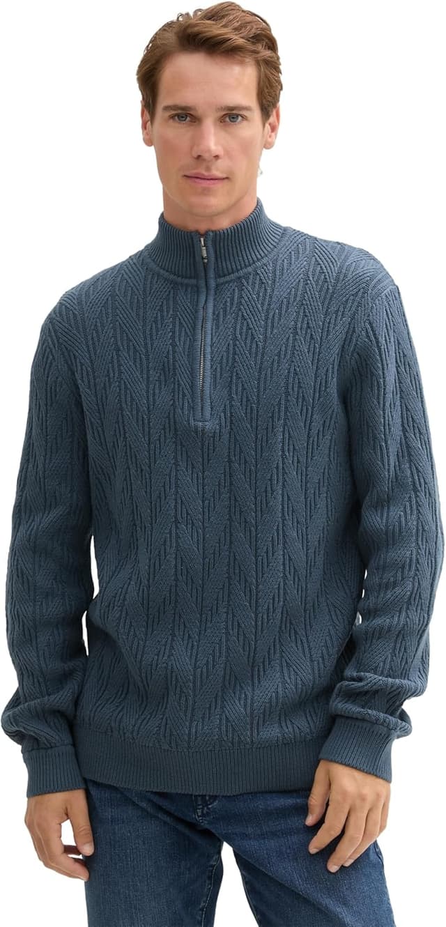Detalle de TOM TAILOR Pullover da uomo a maniche lunghe: comfort quotidiano con taglio comodo
