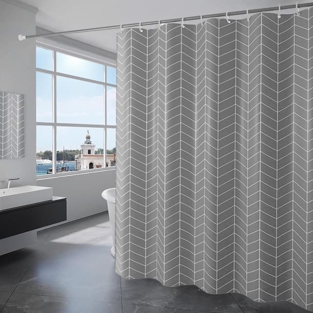 Detalle de Rideau de douche KAIMEIYU en polyester gris 180 x 200 cm avec 12 crochets