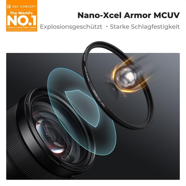 Detalle 2 de K&F CONCEPT Nano X Armor UV-Filter 82 mm