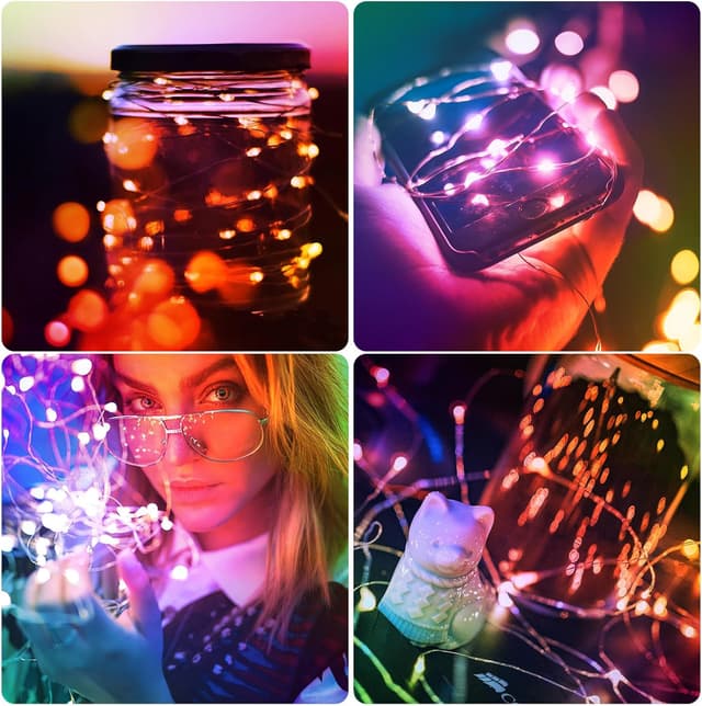 Detalle 2 de JSDOIN Fairy Lights 6 Pack (2m, 20 LED) battery operated copper wire string lights – multicolour