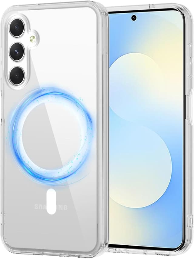 Detalle de XTCASE Coque magnétique pour Samsung Galaxy S26 compatible MagSafe (transparente, anti-rayures) avec bumper TPU antichoc