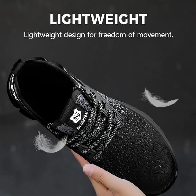 Detalle 2 de SUADEX lightweight steel toe cap work trainers for men and women – puncture resistant, non-slip safety shoes
