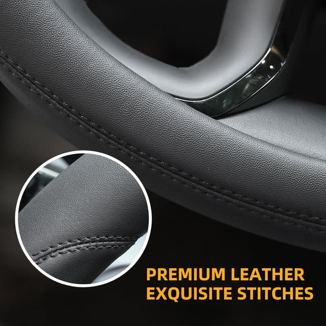 Thumbnail 3 de Valleycomfy Microfiber Leather Steering Wheel Cover 15"