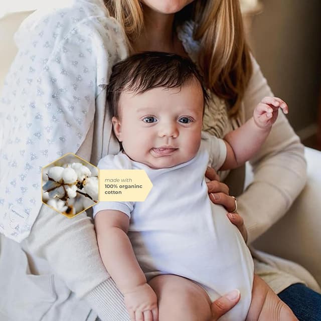 Detalle de Burt's Bees Baby Bodysuits (Short & Long Sleeve) — 5-Pack in 100% Organic Cotton