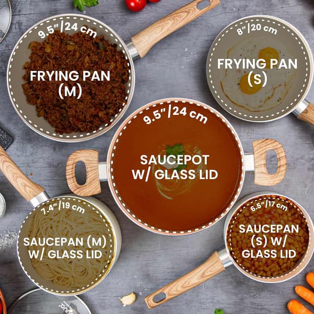 Detalle 2 de Non stick cookware set by Nuovva 8 piece