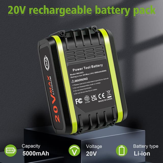 Thumbnail 4 de Worx 20V 5.0Ah Battery