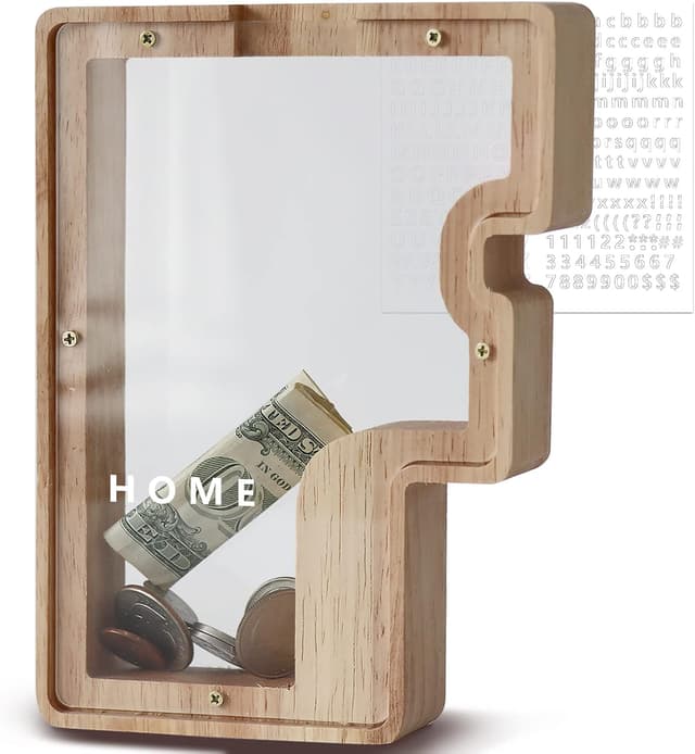 Detalle de DBPBToU Spardose Kinder Holz Fenster Sparschwein