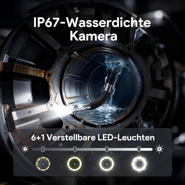 Thumbnail 6 de DEPSTECH DS660 Dual-Linsen Endoskopkamera mit Licht, 1080P und drehbarem Kopf – 5 Zoll IPS Bildschirm