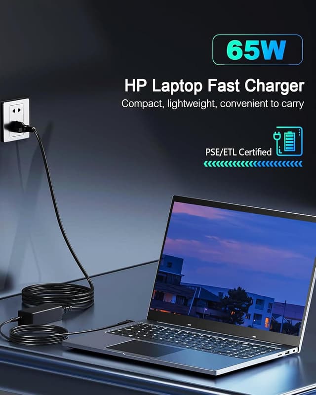 Detalle 2 de ANDHOT 65W Cargador para Portátiles HP ⚡ Compatible con ProBook, Elitebook