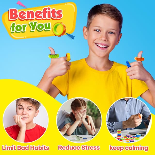 Detalle de OleOletOy Sensory Spinner Rings (24-piece bulk) for kids