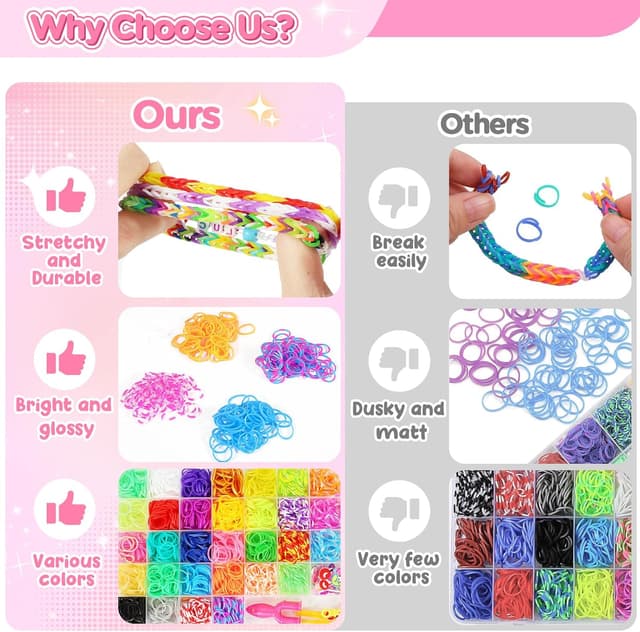 Detalle 2 de URMYWO Loom Bänder Set (2800+), 32 Farben – Zubehör für Armbänder, Basteln & DIY