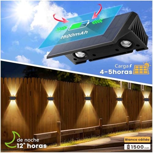 Detalle de IIRARA Aplique Solar de Exterior arriba y abajo con 4 LED e IP67