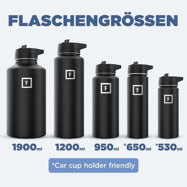 Detalle 2 de Edelstahl Trinkflasche mit Strohhalm (BPA-frei, doppelwandig isoliert) – 650/950/1.200/1.800 ml, kohlensäuregeeignet