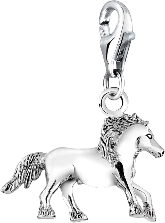 Detalle de Nenalina Pferd Karabiner Charm Anhänger aus 925 Sterling Silber – Karabinerhaken für Bettelarmband & Ketten (713072-000)