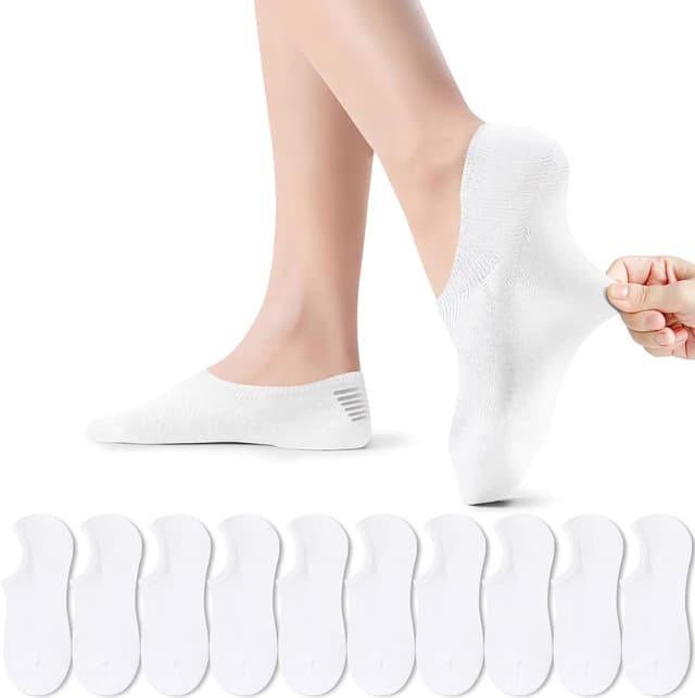 Detalle de PAUNEW Sneaker Socken Damen (10 Paar) – No-Show Footies mit rutschfestem Silikonpad